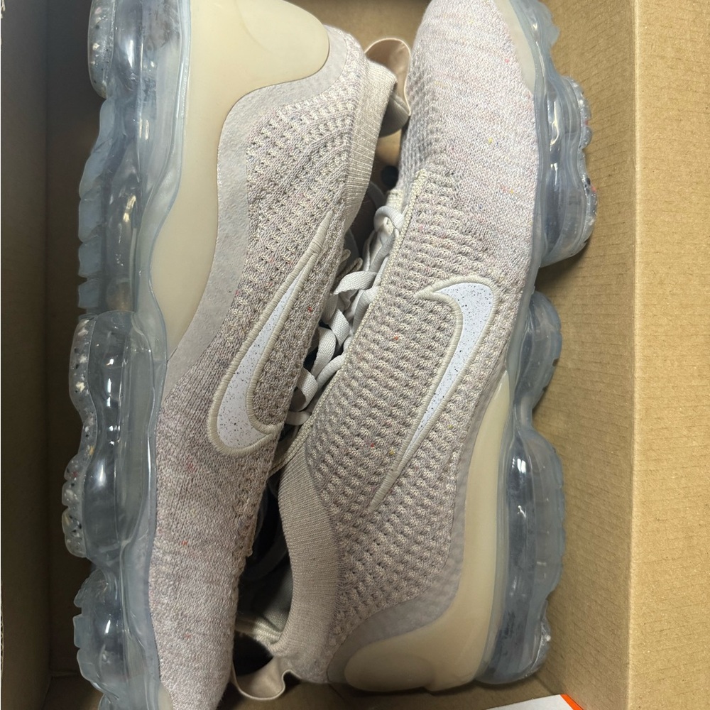 Nike Beige and White Air VaporMax Sneakers